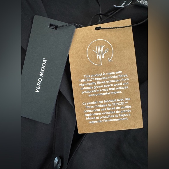 NWT Vero Moda Queeny Blouse Oversized Kent Collar Spring Quilted Hem Tencel Top - Picture 7 of 8